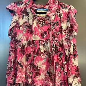 Pink and White Floral Women's Blouse